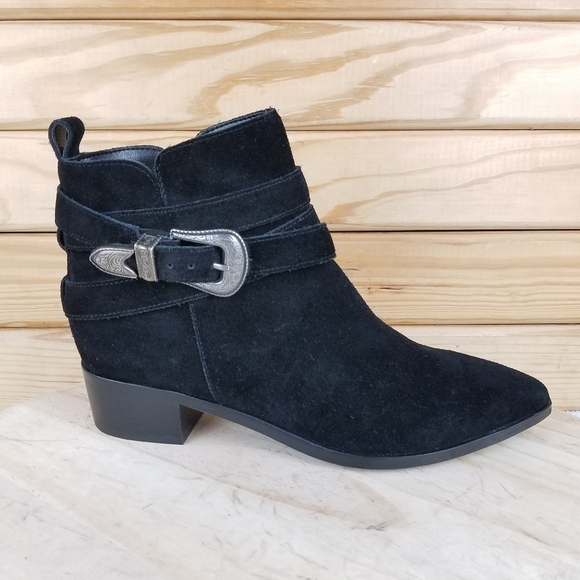 Marc Fisher 6.5 US Yandi Black Suede/Leather Ankle Boots Western Booties NEW - Picture 7 of 10